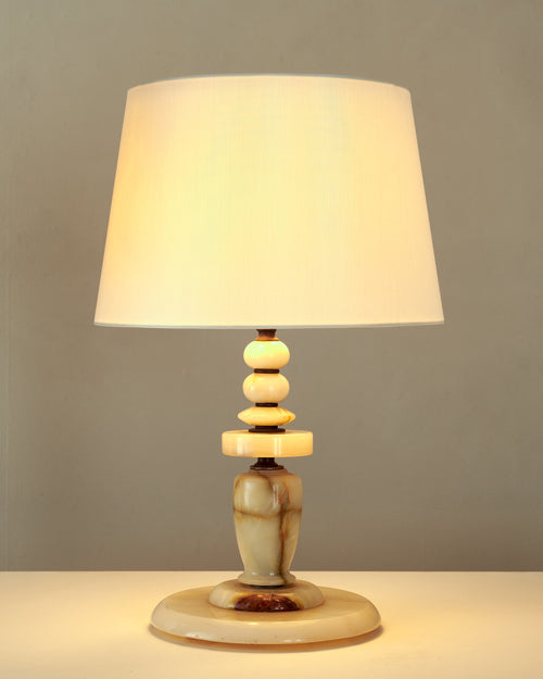 ALABASTER AND BRASS TABLE LAMP